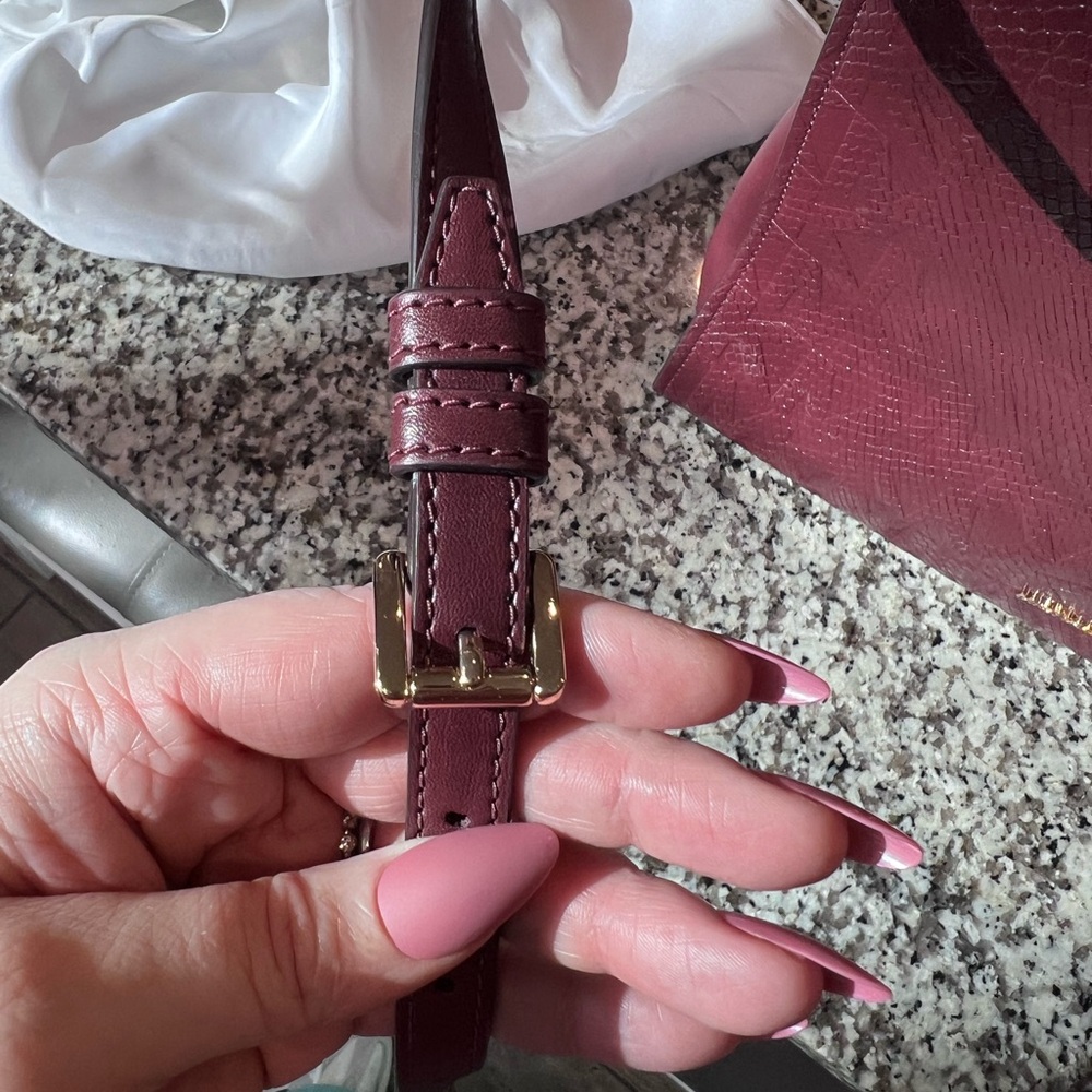 Michael Kors Burgundy Penelope Python Embossed Fa… - image 8